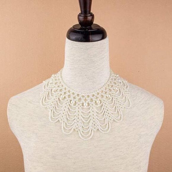 Somimi Dissent Collar Necklace, Detachable Pearl Beaded Choker Feminist Jewelry - Picture 2 of 7